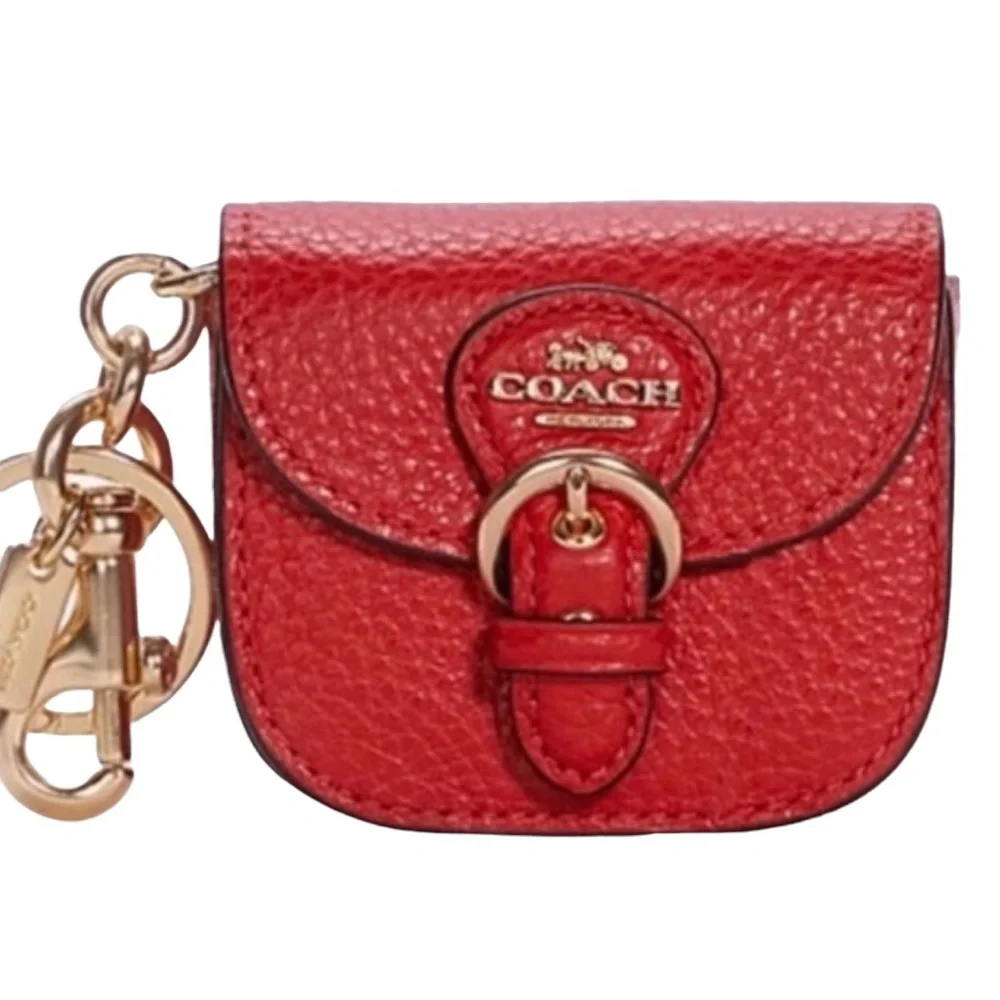 Coach Leather Mini Buckle Saddle Bag Poppy Bag Charm - Picture 2 of 10